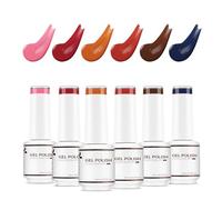 Nicedeco 6 Couleurs Vernis Semi Permanent Rouge Rose Marron Bleu, Lot Vernis à Ongles Gel Polish UV LED Soak Off Brillant Longue Durée - Kit 10