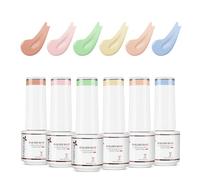 Nicedeco 6pcs 5ml Gel Construction Ongle UV 8 en 1, Gel Builder Base de Renforcement, Réparation et Extensions, Vernis à Ongles Forts, Base Coat, Le Nail Art Décoration Nude kit 75