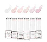 Nicedeco 6pcs 5ml Gel Construction Ongle UV 8 en 1, Gel Builder Base de Renforcement, Réparation et Extensions, Vernis à Ongles Forts, Base Coat Rose Nu Kit 49