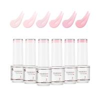 Nicedeco 6pcs 5ml Gel Construction Ongle UV 8 en 1, Gel Builder Base de Renforcement, Réparation et Extensions, Vernis à Ongles Forts, Base Coat Rose Nu Kit 50