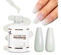 Nicedeco Brillante Perle Top Coat Gel Vernis à Ongles Semi Permanent Nacré Glitter Finish UV LED Longue Durée 15ML - 011