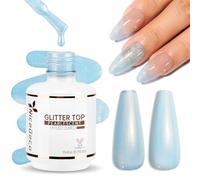 Nicedeco Brillante Perle Top Coat Gel Vernis à Ongles Semi Permanent Nacré Glitter Finish UV LED Longue Durée 15ML - 018