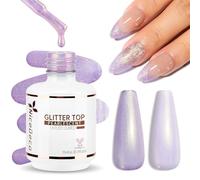Nicedeco Brillante Perle Top Coat Gel Vernis à Ongles Semi Permanent Nacré Glitter Finish UV LED Longue Durée 15ML - 016