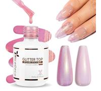 Nicedeco Brillante Perle Top Coat Gel Vernis à Ongles Semi Permanent Nacré Glitter Finish UV LED Longue Durée 15ML - 015