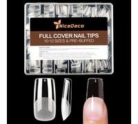 Nicedeco Capsule Americaine Ongle Carrée, 504 Pièces 12 Tailles Faux Ongles Couverture Complète avec Valise De Rangement pour Salons Nail Art à Domicile 018