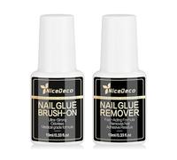 Nicedeco Colle à Ongles et Dissolvant Semi-Solide 10ML - Kit de Colle Gel pour Ongles Pressés avec Pinceau - Adhésif Extra Fort, Application Facile Ne nécessite pas de lampe UV - Durée Longue