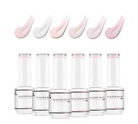 Nicedeco Gel Construction Ongle UV 8 en 1, Gel Builder Base de Renforcement, Réparation et Extensions, Vernis à Ongles Forts, Base Coat, Le Nail Art Décoration 6pcs 8ml Naturel Rose Nu Blanc