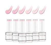 Nicedeco Gel Construction Ongle UV 8 en 1, Gel Builder Base de Renforcement, Réparation et Extensions, Vernis à Ongles Forts, Base Coat, Le Nail Art Décoration 6pcs 8ml Naturel Rose Nu