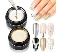 Nicedeco Gel de peinture métallique à effet miroir, vernis à ongles semi-permanent argent métallisé, 2 unités de 8 g, vernis chromé argent et or Metallic Gel Polish