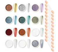 Nicedeco Lot de 12 Poudre Chrome Ongle, Miroir Poudre Ongle Holographi Métal, Nacrée Aurora Schimmer Effet Perle Glitzerpuder Nail Art KIT 2