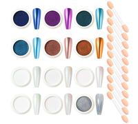 Nicedeco Lot de 12 Poudre Chrome Ongle, Miroir Poudre Ongle Holographi Métal, Nacrée Aurora Schimmer Effet Perle Glitzerpuder Nail Art KIT 1