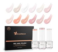 Nicedeco Lot de 12 Rubber Base Vernis Semi Permanent Gel, Base Coat Naturel Nu Rose UV LED Gel Polish Renforcement et Réparation de Manucure Nail Art 5ml - Kit 3