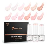 Nicedeco Lot de 12 Rubber Base Vernis Semi Permanent Gel, Base Coat Naturel Nu Rose UV LED Gel Polish Renforcement et Réparation de Manucure Nail Art 5ml - Kit 2