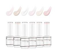 Nicedeco Lot de 6 Rubber Base Vernis Semi Permanent Gel, Base Coat Naturel Nu Rose UV LED Gel Polish Renforcement et Réparation de Manucure Nail Art 8ml - Kit 33