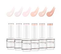 Nicedeco Lot de 6 Rubber Base Vernis Semi Permanent Gel, Base Coat Naturel Nu Rose UV LED Gel Polish Renforcement et Réparation de Manucure Nail Art 8ml - Kit 35