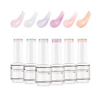 Nicedeco Lot de 6 Rubber Base Vernis Semi Permanent Gel, Base Coat Naturel Nu Rose UV LED Gel Polish Renforcement et Réparation de Manucure Nail Art 8ml - Kit 38