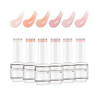 Nicedeco Lot de 6 Rubber Base Vernis Semi Permanent Gel, Base Coat Naturel Nu Rose UV LED Gel Polish Renforcement et Réparation de Manucure Nail Art 8ml - Kit 36