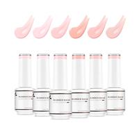 Nicedeco Lot de 6 Rubber Base Vernis Semi Permanent Gel, Base Coat Naturel Nu Rose UV LED Gel Polish Renforcement et Réparation de Manucure Nail Art 8ml - Kit 37
