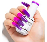 Nicedeco Vernis Semi Permanent Change de Couleurs Température 15ML Vernis à Ongle Thermique UV LED Gel - Violet à Fruit du dragon Rose