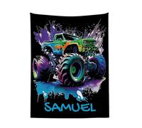 NICEDREAM Couverture douce personnalisée pour camion tout-terrain à grande roue - Couverture de voiture - Décoration de chambre à coucher - Couverture polaire Sherpa - Cadeau d'anniversaire pour