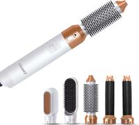 Niceey Multistyler 5 en 1, brosse coiffante avec fer à friser, sèche-cheveux et brosse à air chaud, sèche-cheveux et brosse volume, tous types de cheveux, nombreux accessoires- Coiffeur, blanc