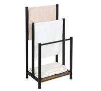 Niceey Porte Serviettes avec Etagère, Porte Serviettes Autonome, Organisateur de Serviettes en Métal à 3 Niveaux avec Etagère, Serviettes de Bain et de Main, Accessoires de Salle de Bain, Noir