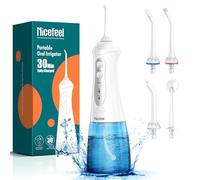 Nicefeel Hydropulseur dentaire - Nettoyeur de dents sans fil à charge rapide, 3 modes, irrigateur buccal portable, étanche IPX7, hydropulseur dentaire électrique pour pierre amygdale, réservoir de 300
