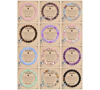 NICEIGHT Lot de 12 bracelets de reconnaissance pour enseignants pour homme et femme - Perles en pierre naturelle - Bracelets extensibles avec pendentif pomme - Avec carte de message de remerciement