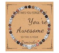 NICEIGHT Petits bracelets de perles en pierre naturelle pour femme « Sometimes You Forget You're Awesome » - Cadeaux inspirants pour la fête des mères, l'obtention d'un diplôme, Noël, un anniversaire