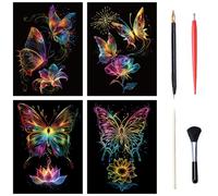 NICEIN 4pcs Dessin Gratter Pour Enfants, Carte à Gratter Enfant Surprise Magic, D'Art Et D'Artisanat Feuille Dessin Enfant Pour NoëL Cadeau D'Anniversaire (4)