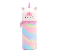 NICEIN Kawaii éTui éCole 2 en 1 en Silicone Souple, Trousse Crayon Accessoire Bureau pour Enfant, Cute Ours Stylo pour GarçOns Filles - Cadeau Halloween & Paques (Blanc)