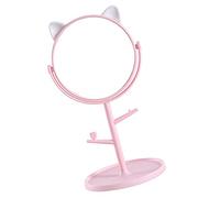 NiceJoy Miroir de Maquillage en Forme d'oreilles de Chat Mignon, Miroir cosmétique de Table à Rotation à 360 degrés avec Plateau de Rangement, pour Cadeaux pour Filles, Rose