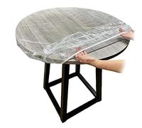 NiceJoy Nappe ajustée en Vinyle Ronde, Nappe Transparente à Bords élastiques, Construction en Vinyle imperméable et nettoyable Durable pour Patio de Cuisine et Salle à Manger 110-140cm