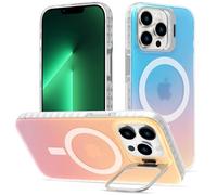 nicekool Coque pour IPhone 13 Pro Max, Compatible avec MagSafe Metal Béquille Anti Jaunissement Rayures Protection Antichoc Case, Étui Housse Téléphone Mate Irisée Arrière Givrée, Iridescent