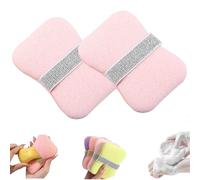 Nicelifehack Double-Sided Bath Foaming Bag,2 in 1 Bathroom Soap Sponge Bath Sponges,Quick Lather & Reusable Mesh for Men & Women (2pcs*Rough-Light pink)