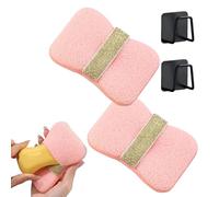 Nicelifehack Double Sided Bath Foaming Bag, 2-in-1 Exfoliating Bar Soap Pouch, Exfoliating Mesh Pouch for Bar Soap Anti Slip Soap Holder, Quick Lather & Reusable Mesh for Men & Women(Pink*2)