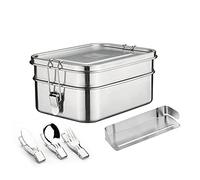 nicelock Boîte à lunch Bento à 2 étages en acier inoxydable respectueux de l'environnement - Anti-fuite - Réutilisable - Récipient alimentaire en métal avec séparateur amovible