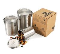 nicelock Lot de 3 boîtes de conservation en acier inoxydable avec couvercle, boîte à café hermétique, boîtes de conservation, matériau léger et hygiénique - 500 ml, 1000 ml et 1600 ml