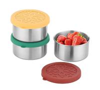 nicelock Lot de 3 petites boîtes de conservation alimentaire en acier inoxydable avec couvercles en silicone hermétiques - Passe au congélateur et au lave-vaisselle - 220 ml - Sans plastique - Sans