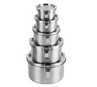 nicelock Lot de 5 boîtes alimentaires en acier inoxydable avec couvercles hermétiques - Boîtes de rangement réutilisables étanches en métal Bento pour enfants et adultes - Organiseur de cuisine