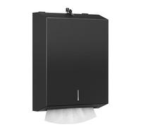 NICEME Distributeur de Serviettes en Papier Verrouillable en Acier Inoxydable pour Serviettes en Papier Pliées en H2 & Z, Capacité de 350 à 550 Feuilles, pour Bureaux, Hôtels et Restaurants, Noir