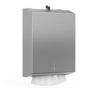 NICEME Distributeur de Serviettes en Papier Verrouillable en Acier Inoxydable pour Serviettes en Papier Pliées en H2 & Z, Capacité de 350 à 550 Feuilles, pour Bureaux, Hôtels et Restaurants, Argenté