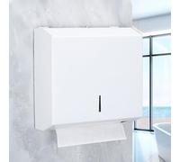 NICEME Distributeur Essuie Main, Distributeur Papier Essuie Main Acier Inoxydable, Distributeur Papier Mural, pour pliées en Z Essuie Mains, Blanc