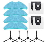 Niceminiwall Balai de rechange pour aspirateur robot MEDION X50 SW MD 2004-1 avec 4 tampons en microfibre, 4 sacs et 4 brosses (B)