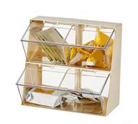 Niceminiwall Boîte de rangement à double couche pour sachets de thé, pratique à deux niveaux, excellente solution d'organisation pour toute cuisine, design peu encombrant, 14 x 13 x 14 cm (blanc)