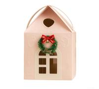 Niceminiwall Boîtes cadeaux 3D en forme de chalet de Noël au pays des merveilles pour friandises saisonnières, fabriquées avec des matériaux et un design pliable pour faciliter l'assemblage (rose)