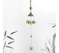 Niceminiwall Carillon éolien bronze à 3 cloches pour extérieur et intérieur - Feng Shui Bagua Lucky Hanging Garden Decor - Construction en alliage et plastique, 44 cm Len(A)