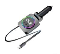 Niceminiwall Chargeur de voiture 3 en 1 45 W avec câble extensible, affichage numérique, charge super rapide pour 3 appareils simultanément, compatible PD 30 W et QC 3.0, éclairage d'ambiance LED