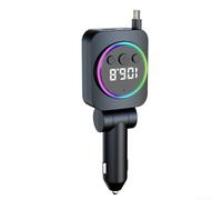 Niceminiwall Chargeur de voiture 3 en 1 45 W avec câble extensible, affichage numérique, charge super rapide pour 3 appareils simultanément, compatible PD 30 W et QC 3.0, éclairage d'ambiance LED