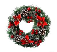 Niceminiwall Couronne de Noël artificielle réutilisable pour porte, tombe, escalier, arbre de Noël, jardin, cour, décoration de Noël (C)